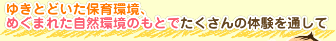 ゆきとどいた保育環境、めぐまれた自然環境のもとでたくさんの体験を通して